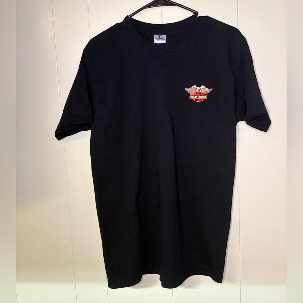 Black Harley-Davidson Embroidered Logo T-Shirt Vintage 90s.